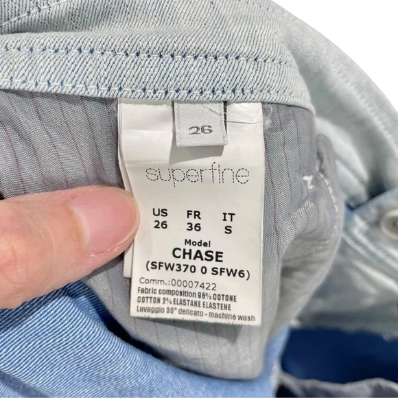 * Superfine Chase Slouch Crotch Mid Rise Chambray Slim Jeans Size 26